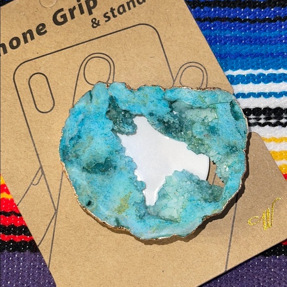 NWT Turquoise Geode and gold Phone grip - Picture 2 of 3